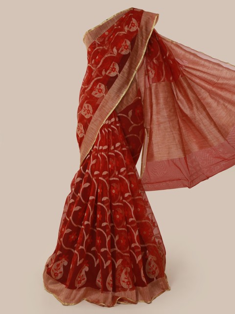

Pothys Red Woven Design Supernet Saree