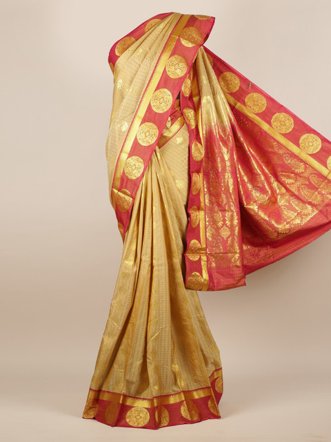

Pothys Cream-Coloured Woven Design Art Silk Saree
