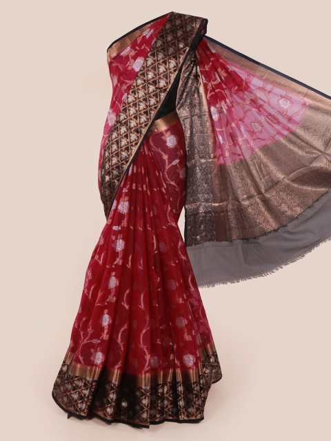 

Pothys Magenta Woven Design Tissue Saree