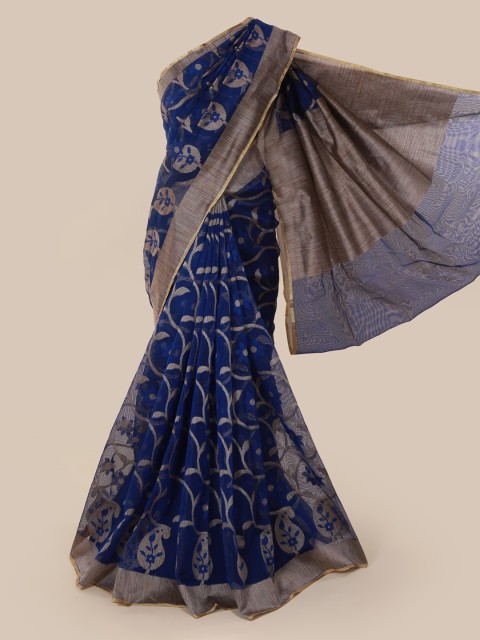 

Pothys Blue Woven Design Supernet Saree