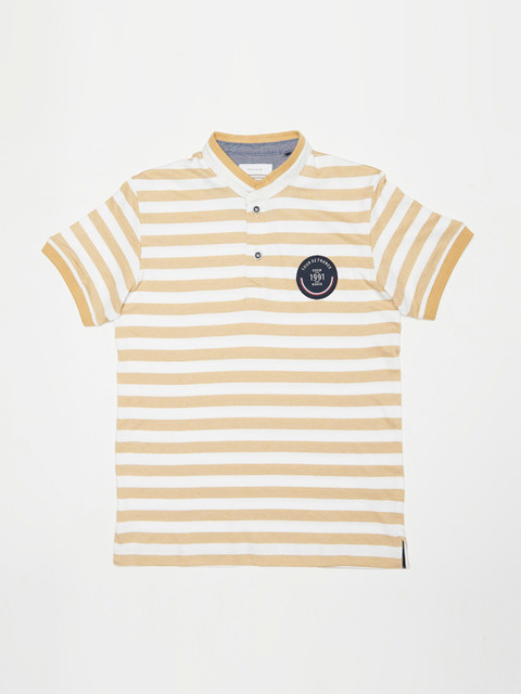 

Octave Boys Yellow Striped Henley Neck T-shirt