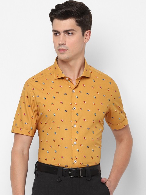 

SIMON CARTER LONDON Men Yellow Slim Fit Printed Cotton Formal Shirt
