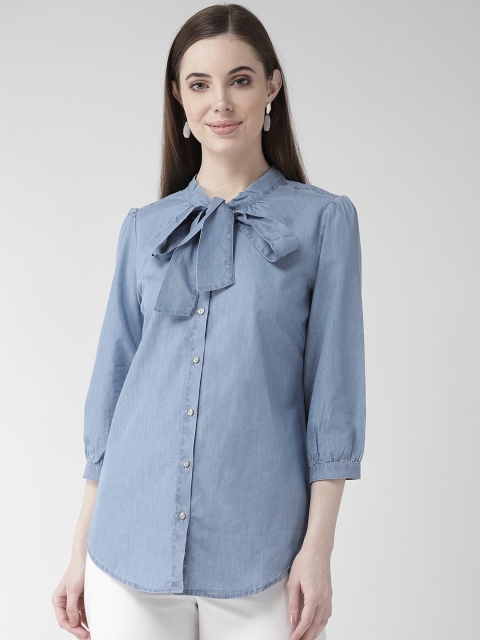 

Xpose Women Blue Regular Fit Solid Casual Shirt