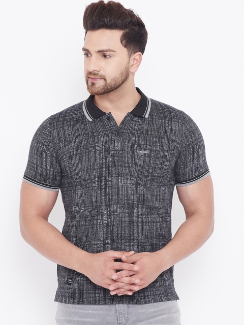 

Adobe Men Black Printed Polo Collar T-shirt