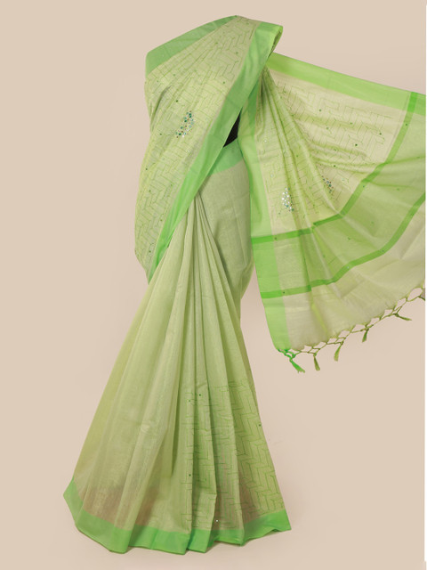 

Pothys Green Embroidered Tissue Saree