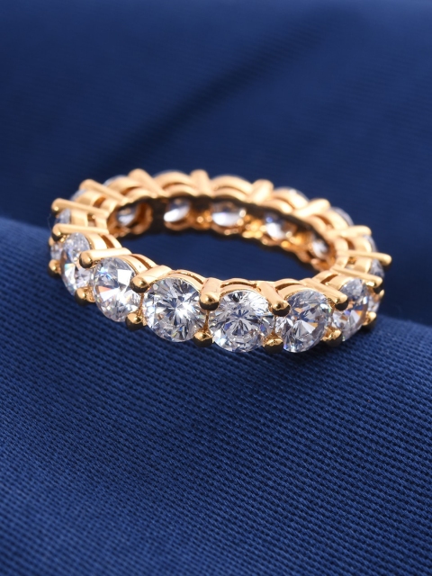 

Tistabene Gold-Plated White International Diamond-Studded Band Finger Ring