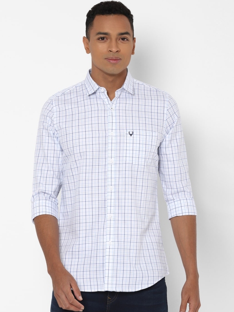 

Allen Solly Men White Slim Fit Checked Pure Cotton Casual Shirt