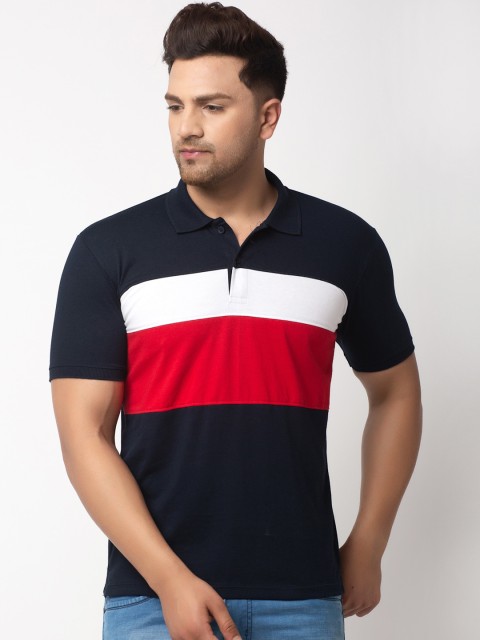 

WILD WEST Men Black Colourblocked Polo Collar T-shirt
