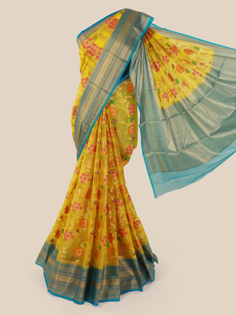 

Pothys Yellow & Blue Tissue Woven Design Saree
