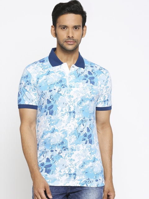 

Mufti Men Blue Printed Slim Fit Polo Collar Cotton Pure Cotton T-shirt