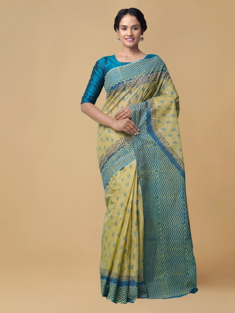 

Unnati Silks Green Organza Printed Kota Saree