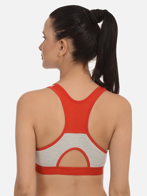 

mod & shy Grey & Orange Colourblocked Non-Wired Non Padded Bralette Bra MS111M