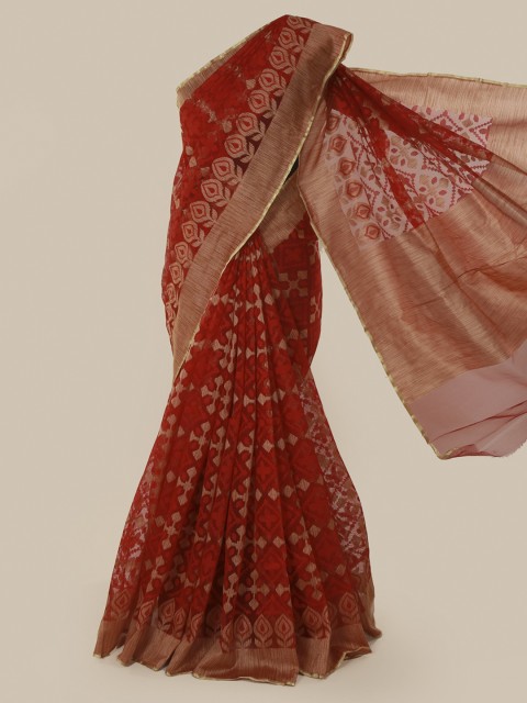 

Pothys Red Woven Design Supernet Saree