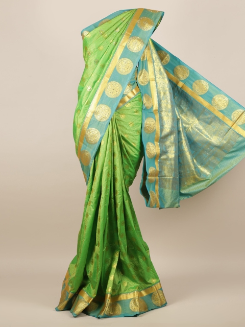 

Pothys Green & Gold-Toned Art Silk Woven Design Saree