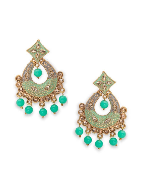 

Rangriti Green Contemporary Drop Earrings