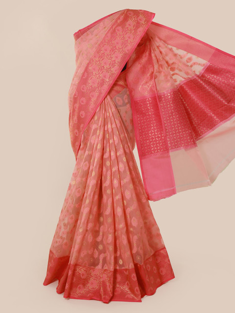 

Pothys Peach-Coloured Woven Design Tissue Saree