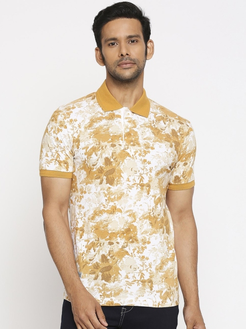 

Mufti Men Mustard Printed Polo Collar T-shirt