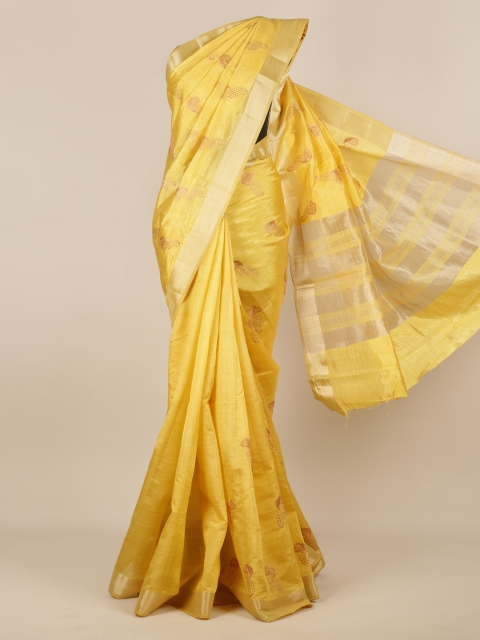 

Pothys Yellow Woven Design Jute Silk Saree