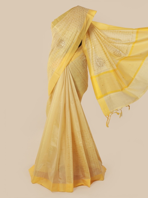 

Pothys Yellow Woven Design Tissue Saree