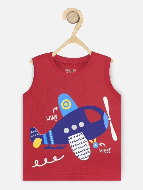 

Miss & Chief Boys Red Printed Round Neck T-shirt
