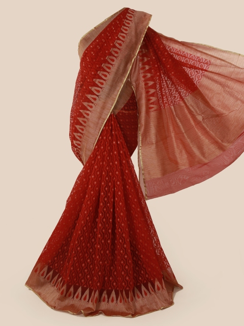 

Pothys Red Woven Design Supernet Saree