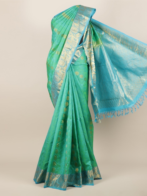 

Pothys Green & Blue Pure Silk Woven Design Saree