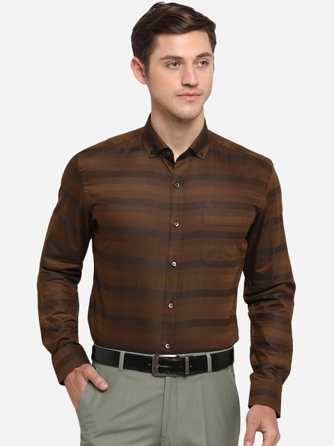 

Greenfibre Men Brown Slim Fit Striped Formal Shirt