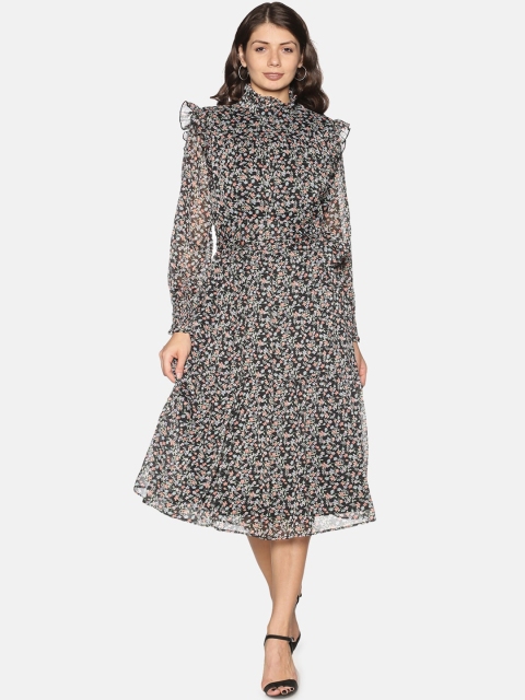 

ISU Women Multicoloured Floral Printed Fit and Flare Dress, Multi