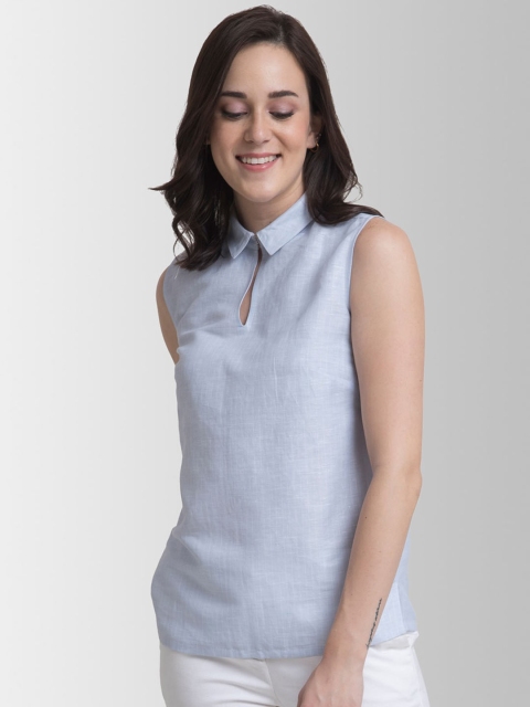 

Fablestreet Blue Linen Regular Top