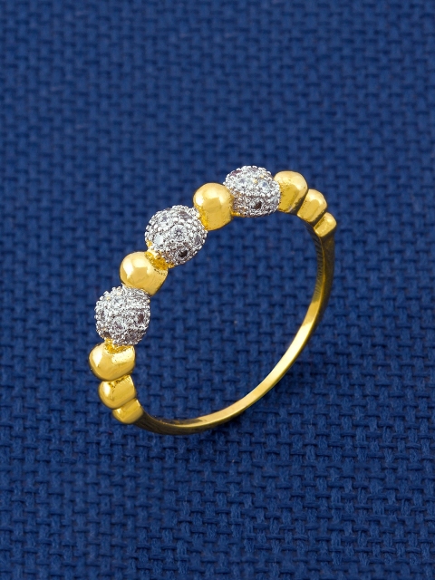 

Tistabene Gold-Plated White Stone-Studded Finger Ring