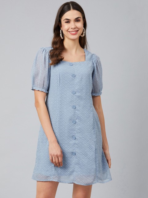 

Marie Claire Women Blue Solid A-Line Dress