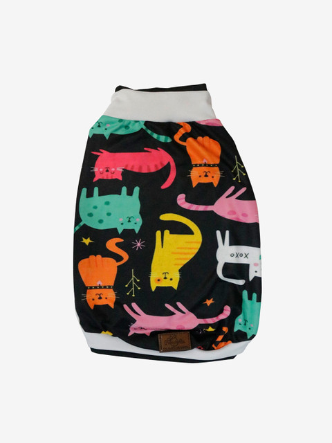 

Pawsindia Black & White Clowder Printed Dog T-Shirt
