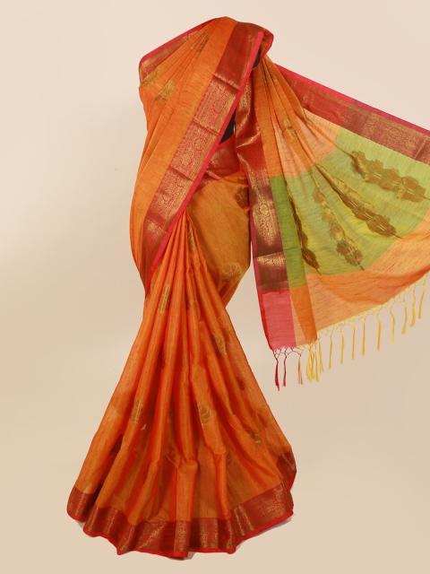 

Pothys Orange Woven Design Cotton Blend Saree