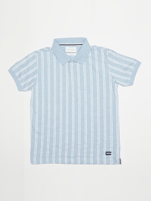 

Octave Boys Blue Striped Polo Collar T-shirt