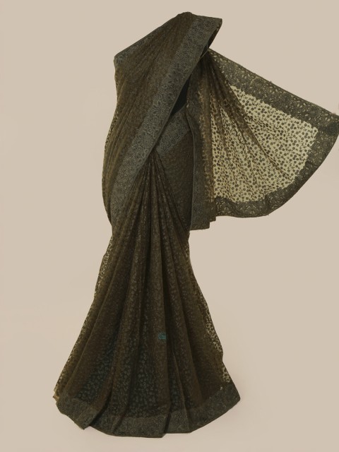 

Pothys Green Embroidered Supernet Saree