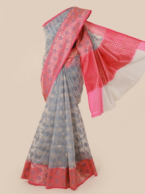 

Pothys Grey & Pink Tissue Woven Design Saree