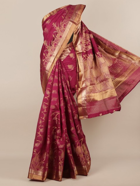 

Pothys Purple & Gold-Coloured Jute Silk Woven Design Saree