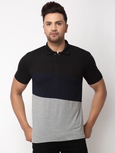 

WILD WEST Men Multicoloured Colourblocked Polo Collar T-shirt, Multi