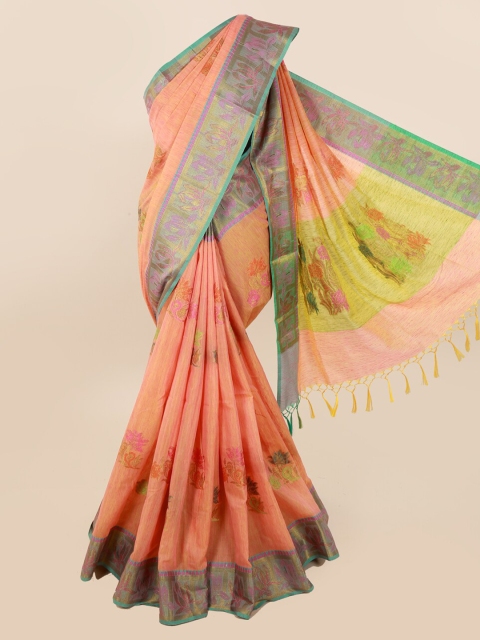 

Pothys Peach-Coloured Woven Design Cotton Blend Saree