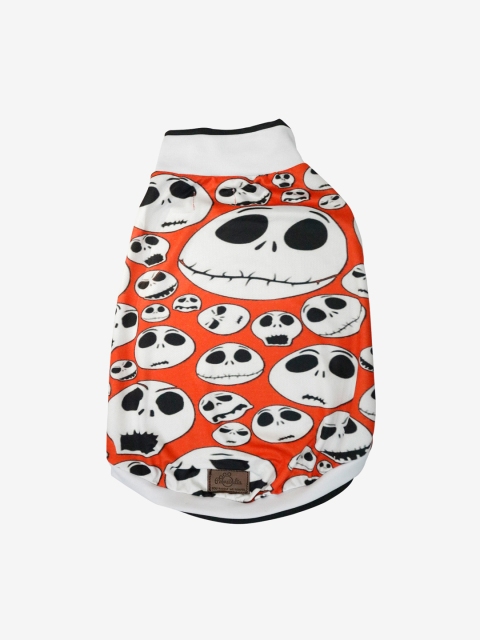 

Pawsindia Red & White Skulls Printed Dog T-Shirt