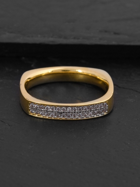 

Tistabene Gold-Plated White Stone-Studded Band Finger Ring