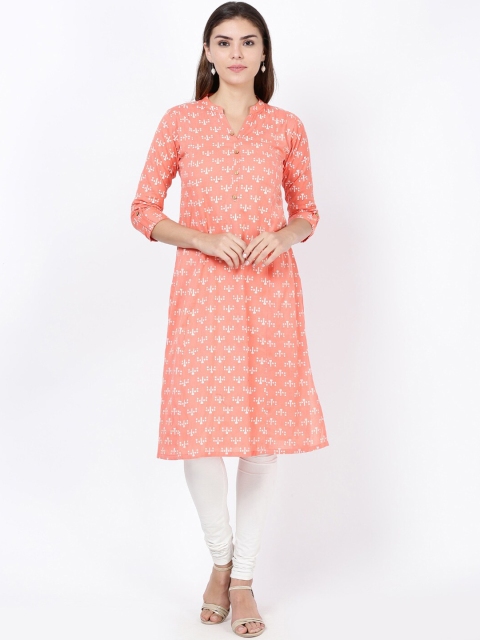 

Soch Women Peach-coloured Printed Kurta