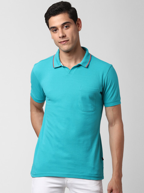 

Peter England Casuals Men Blue Solid Polo Collar T-shirt