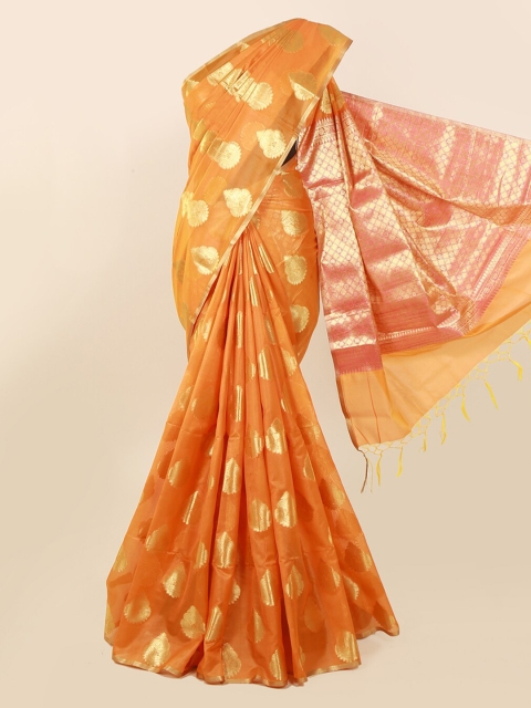 

Pothys Orange Woven Design Silk Cotton Saree
