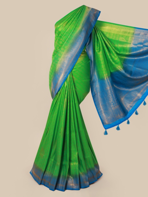 

Pothys Green & Blue Art Silk Woven Design Saree With Tasseled Pallu