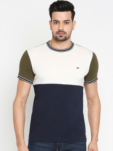 

Mufti Men Multicoloured Colourblocked Round Neck Pure Cotton T-shirt, Multi