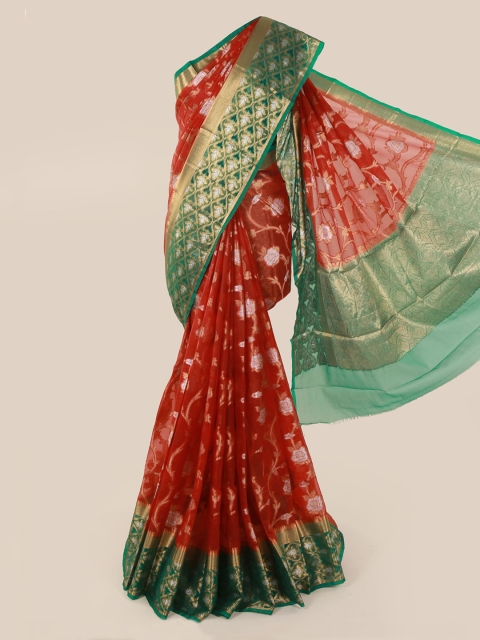 

Pothys Red Woven Design Tissue Saree