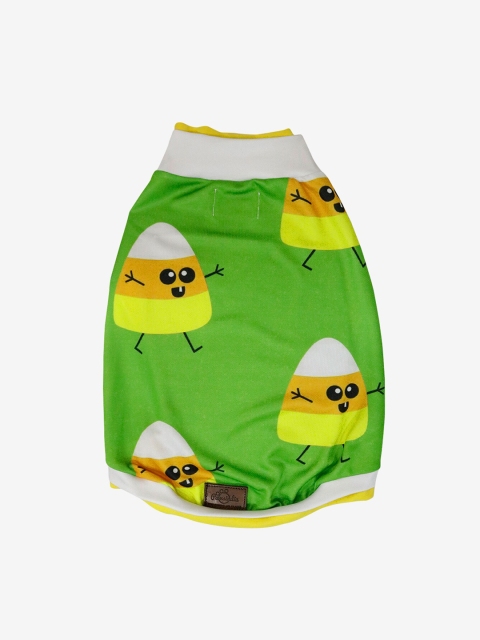 

Pawsindia Green & Yellow Candyman Graphic Printed Dog T-Shirt XS