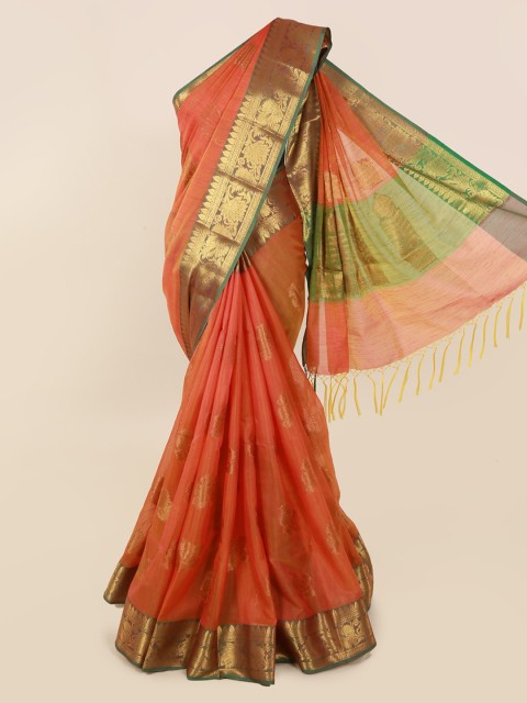 

Pothys Orange Woven Design Cotton Blend Saree