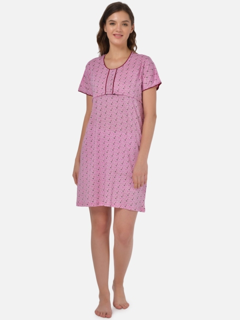 

Klamotten Pink Printed Feeding Nightdress